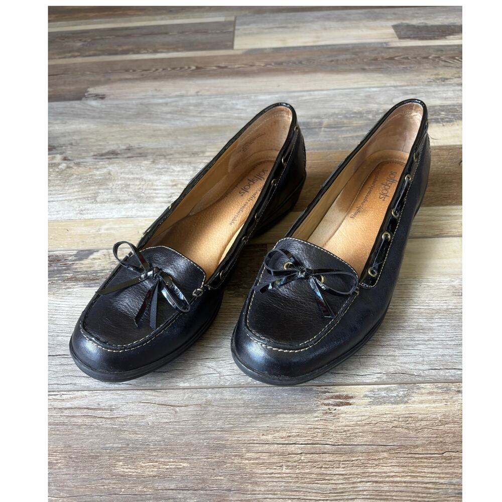 SOFTSPOTS Black Pebble Faux Tie Leather Loafers Size 11M 746301 CBUE12